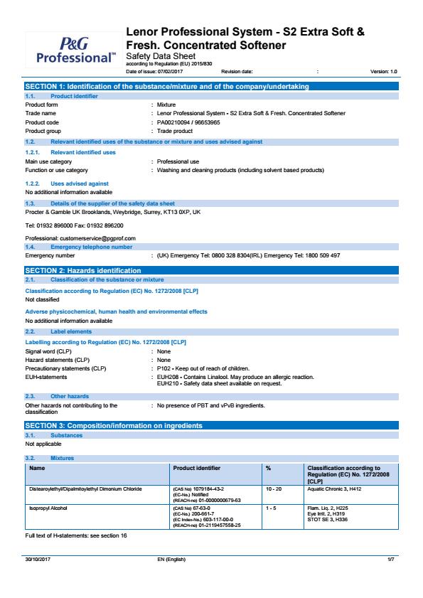 PG98A COSHH PG98A COSHH